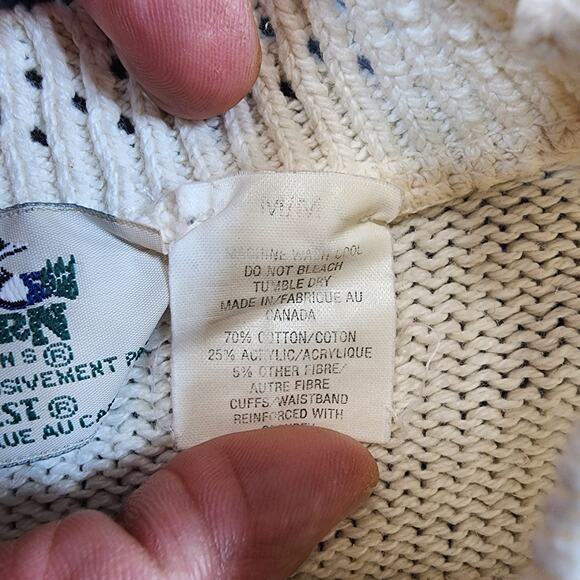 Vtg Mens Sweater Medium Northern Reflections Parkhurst Monochrome White Canada - Picture 7 of 16